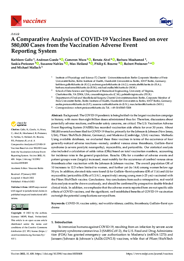 (PDF) A Comparative Analysis of COVID-19 Vaccines Based on over 580,000 ...