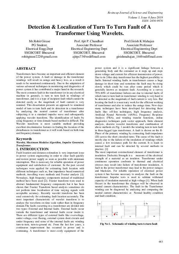 (PDF) Detection and localization of turn to turn fault of a transformer ...
