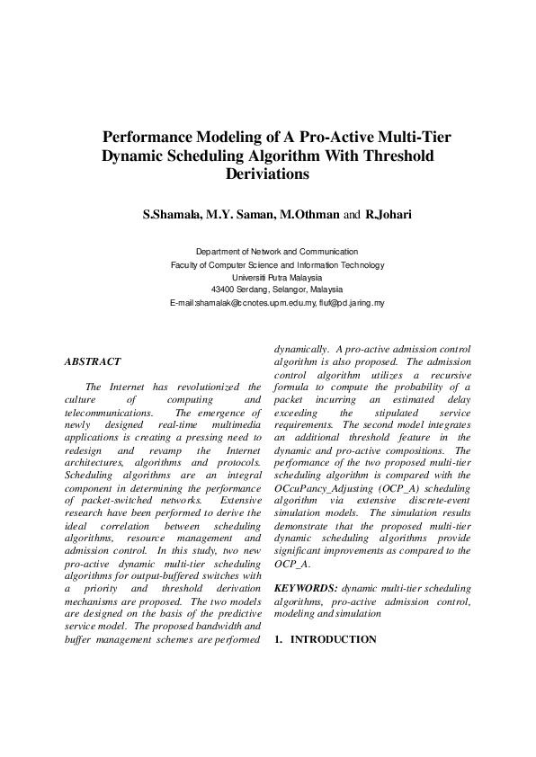 Performance Modeling of a Pro-active Multi-tier Dynamic Scheduling Algorithm with Threshold Derivations