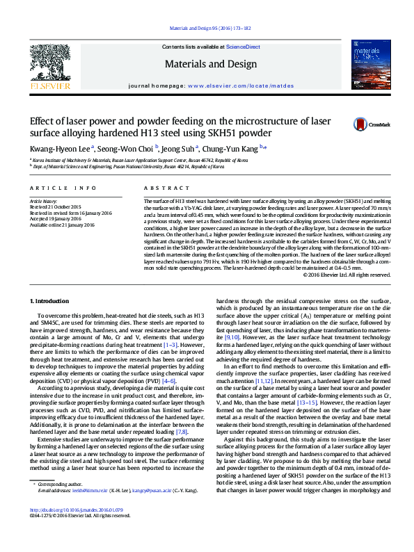 (PDF) Effect of laser power and powder feeding on the microstructure of ...