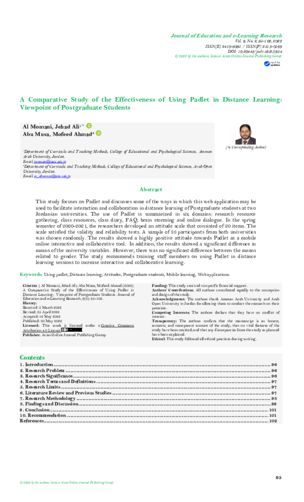 (PDF) A Comparative Study of the Effectiveness of Using Padlet in ...