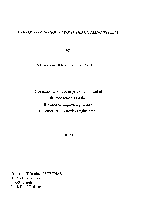 (PDF) EnergySaving Solar Powered Cooling System Nik Lukman Nik