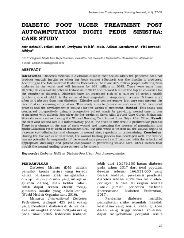 (PDF) Diabetic Foot Ulcer Treatment Post AutoAmputation Digiti Pedis