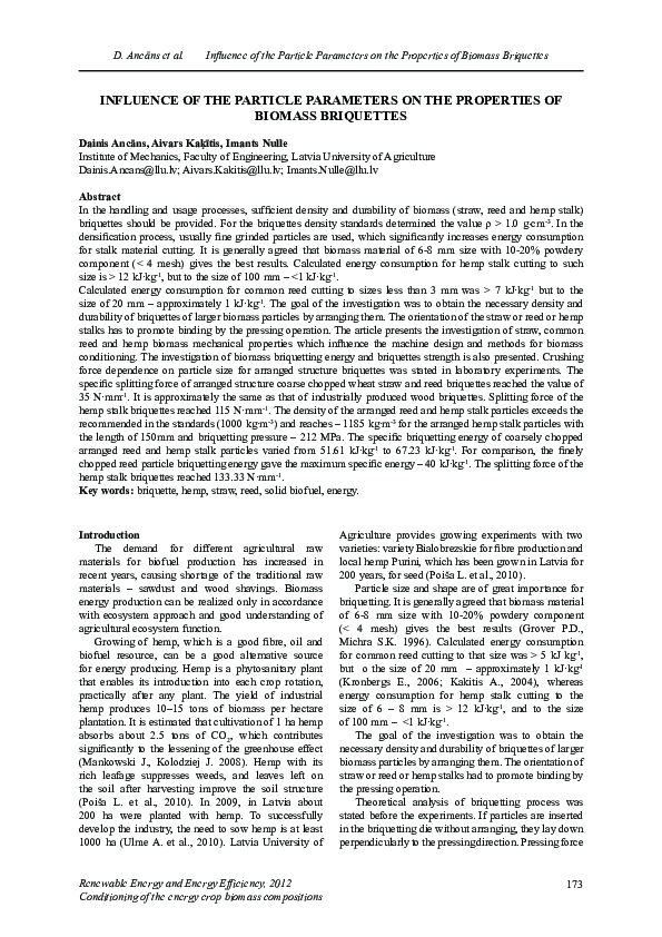 (PDF) Influence of the particle parameters on the properties of biomass ...