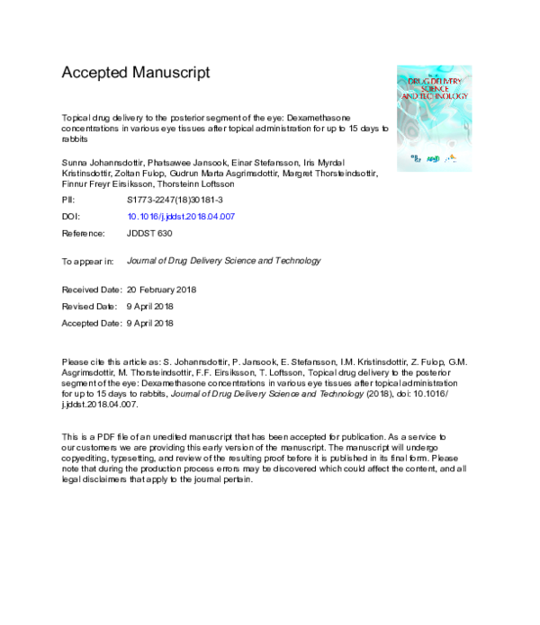 (PDF) Topical drug delivery to the posterior segment of the eye ...
