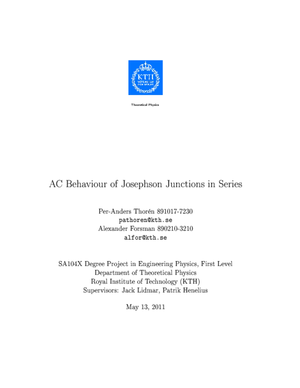 (PDF) AC Behaviour of Josephson Junctions in Series