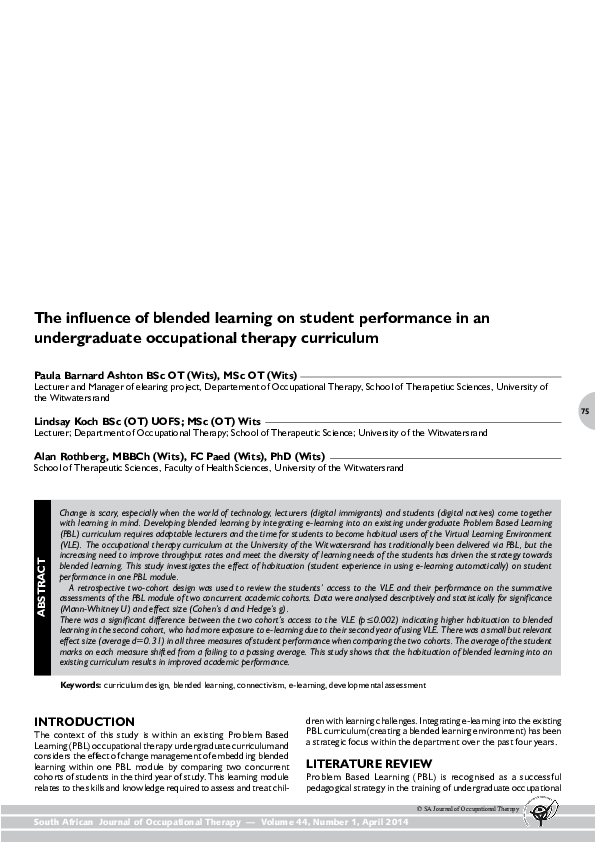 (PDF) The influence of blended learning on student performance in an ...
