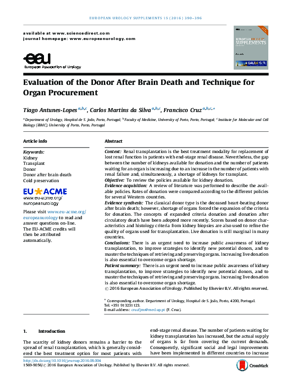 (PDF) Evaluation of the Donor After Brain Death and Technique for Organ ...