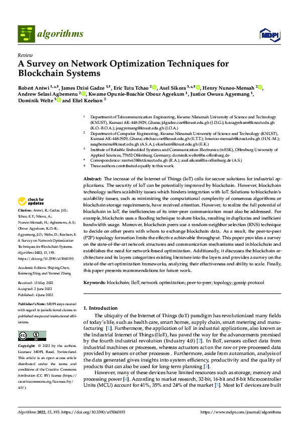 (PDF) A Survey on Network Optimization Techniques for Blockchain Systems