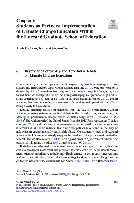 (PDF) Students as Partners. Implementation of Climate Change Education ...
