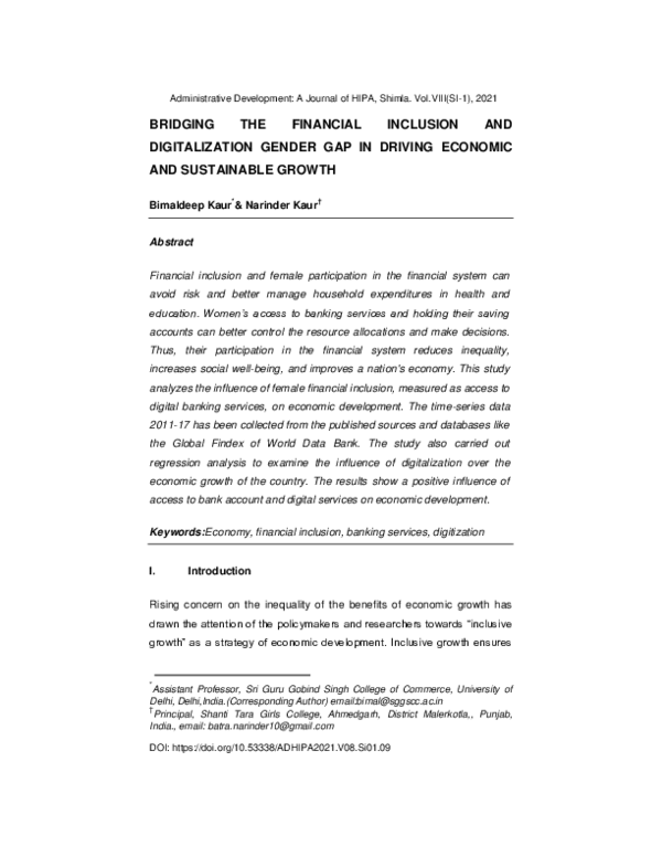 (PDF) Bridging the Financial Inclusion and Digitalization Gender Gap in ...
