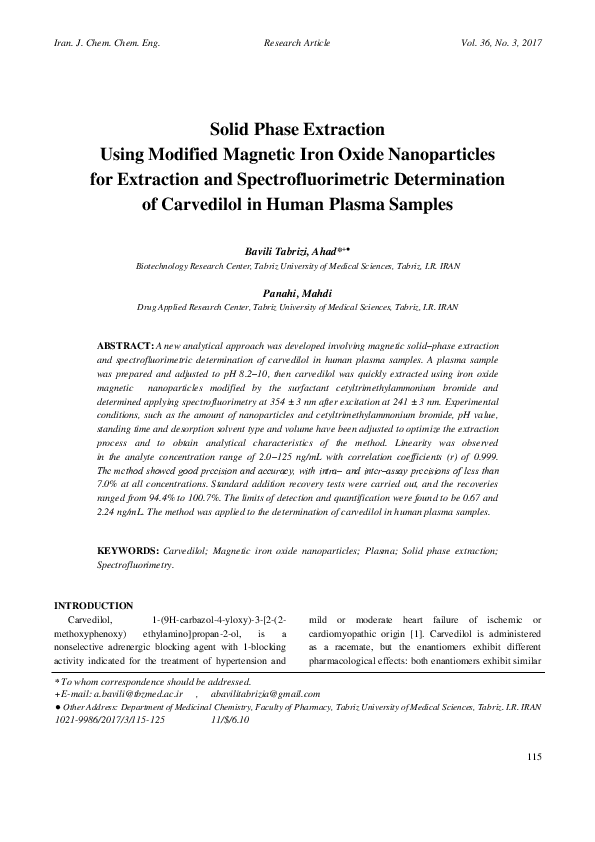 (PDF) Solid Phase Extraction Using Modified Magnetic Iron Oxide ...