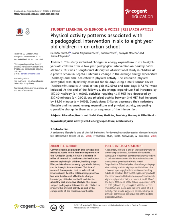 (PDF) Physical activity patterns associated with a pedagogical ...
