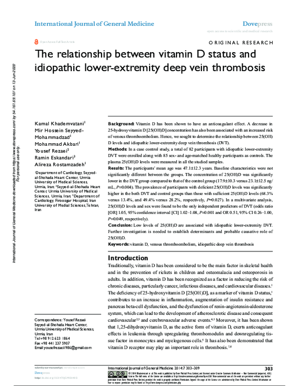 (PDF) The relationship between vitamin D status and idiopathic lower ...