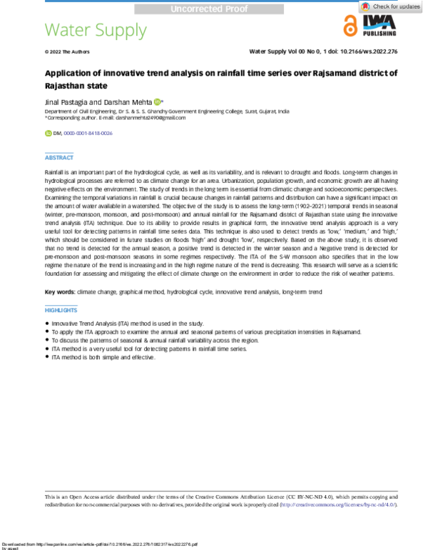 (PDF) Application of innovative trend analysis on rainfall time series ...