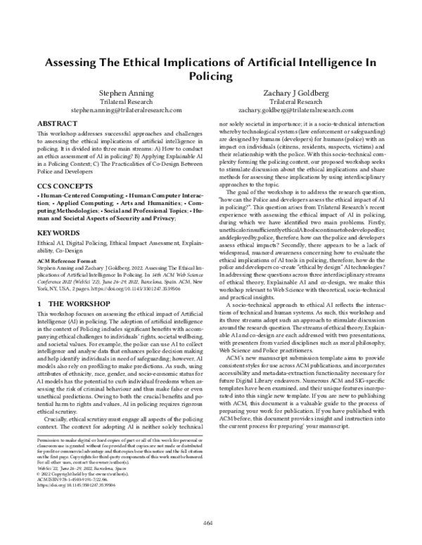 (PDF) Assessing The Ethical Implications of Artificial Intelligence In ...