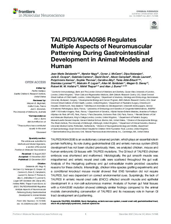 (PDF) TALPID3/KIAA0586 Regulates Multiple Aspects of Neuromuscular ...