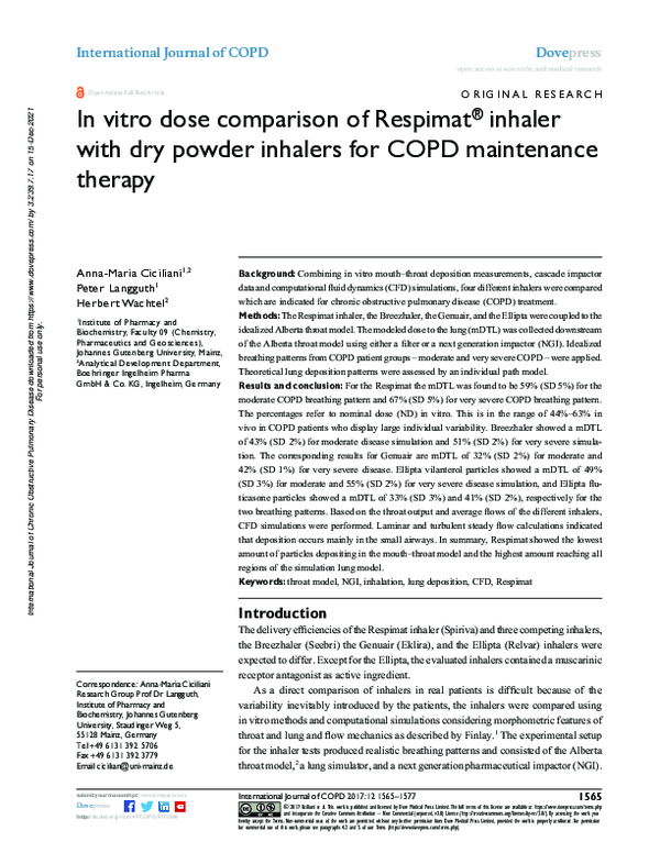 (PDF) In vitro dose comparison of Respimat® inhaler with dry powder ...