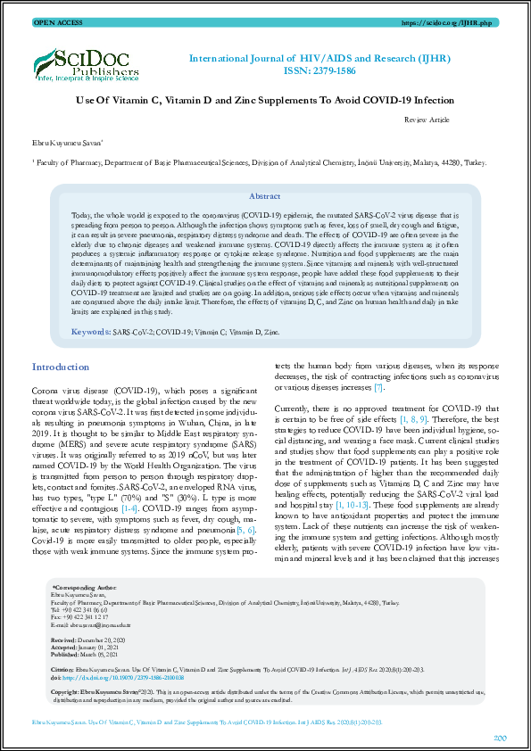 (PDF) Use Of Vitamin C, Vitamin D and Zinc Supplements To Avoid COVID-19 In