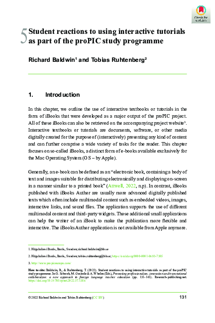(PDF) Student reactions to using interactive tutorials as part of the ...