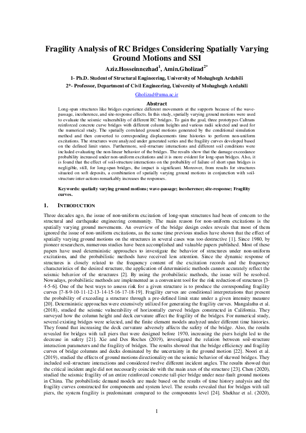 (PDF) Fragility Analysis of RC Bridges Considering Spatially Varying ...