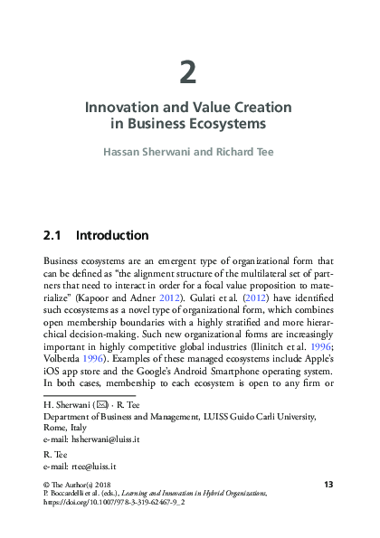 (PDF) Innovation and Value Creation in Business Ecosystems
