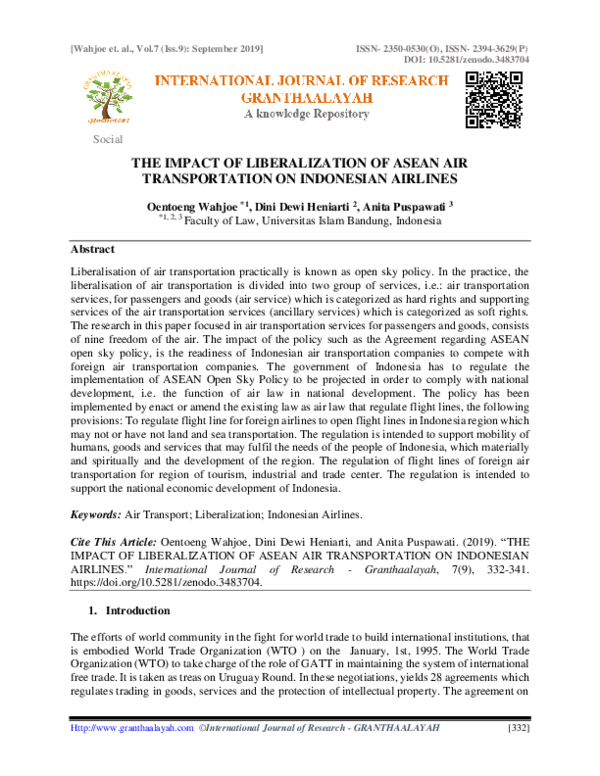 (PDF) The Impact of Liberalization of Asean Air Transportation on ...