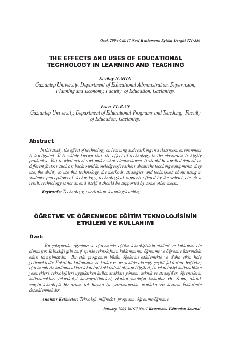 Pdf The Effects And Uses Of Educational Technology In Learning And