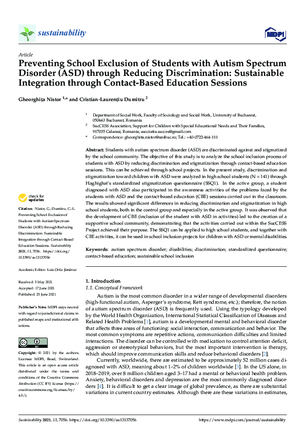 (PDF) Preventing School Exclusion of Students with Autism Spectrum ...