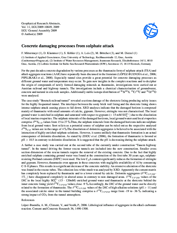 (PDF) Concrete damaging processes from sulphate attack