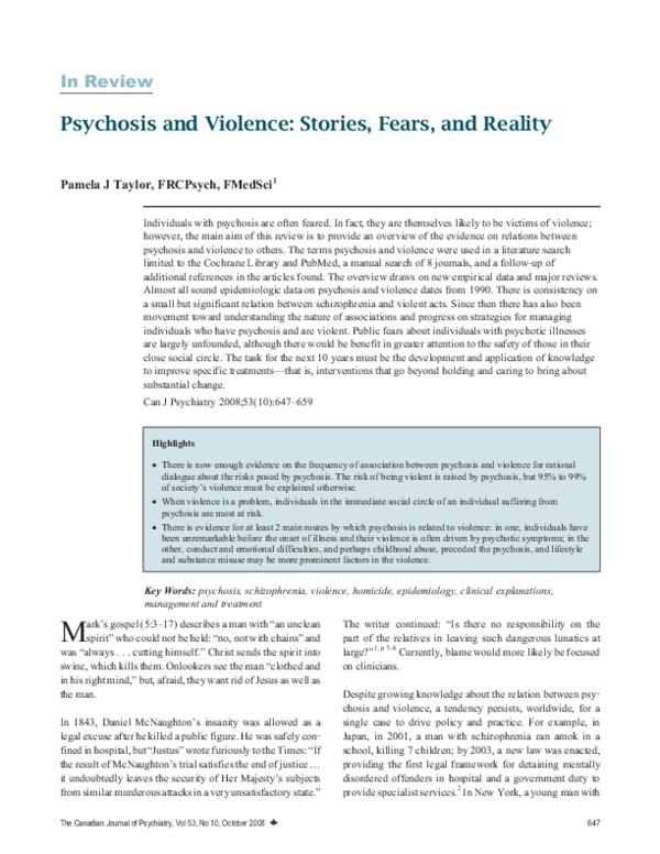 (PDF) Psychosis and violence: stories, fears, and reality
