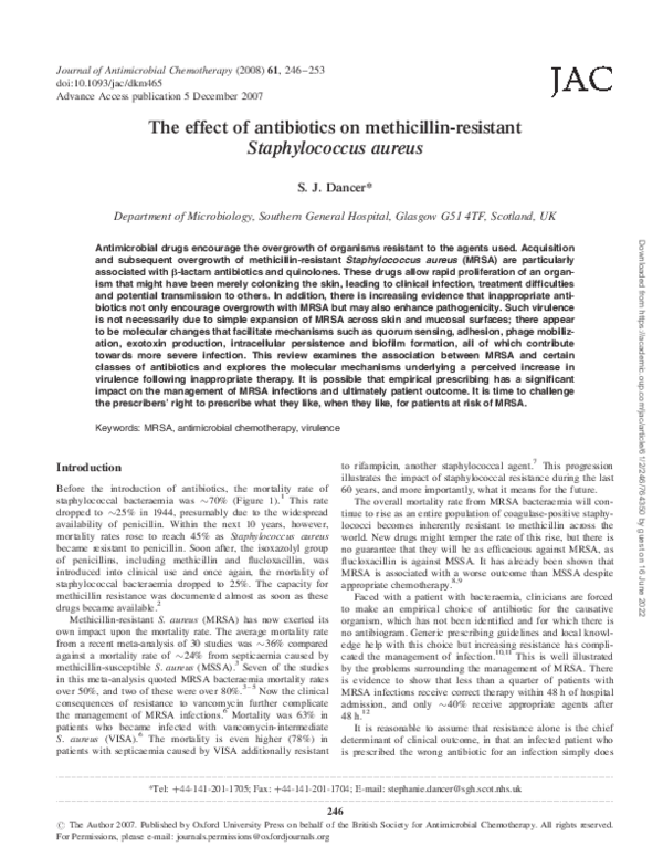 (PDF) The effect of antibiotics on methicillin-resistant Staphylococcus ...