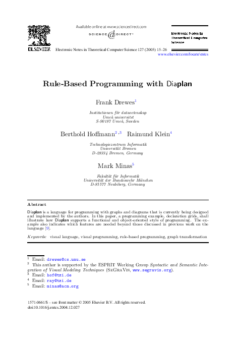 (PDF) Rule-Based Programming with Diaplan