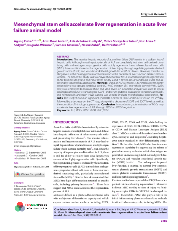 (PDF) Mesenchymal stem cells accelerate liver regeneration in acute ...
