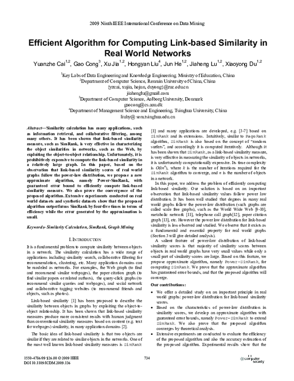 (PDF) Efficient Algorithm for Computing Link-Based Similarity in Real ...
