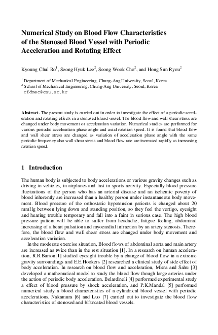 (PDF) Numerical Study on Blood Flow Characteristics of the Stenosed ...