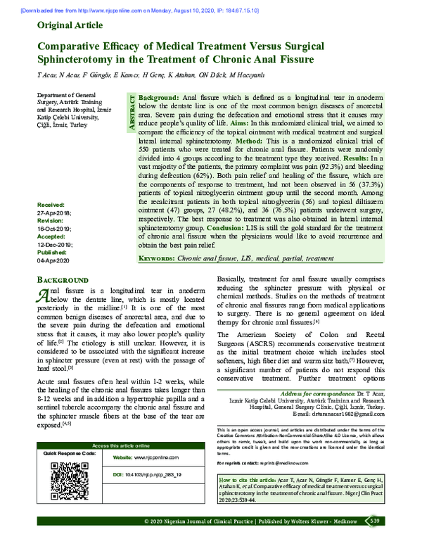 (PDF) Comparative efficacy of medical treatment versus surgical ...
