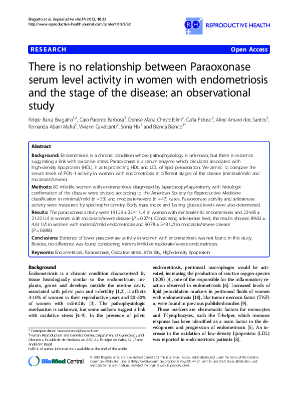 (PDF) There is no relationship between Paraoxonase serum level activity ...