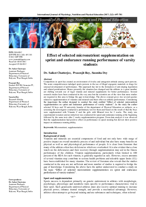 (PDF) Effect of selected micronutrient supplementation on sprint and ...
