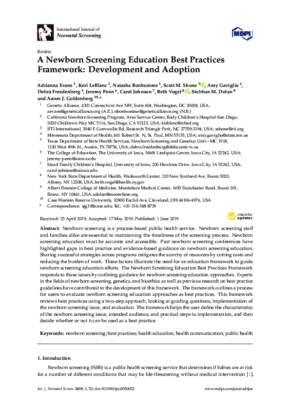 (PDF) A Newborn Screening Education Best Practices Framework ...