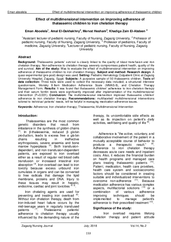 (PDF) Effect of multidimensional intervention on improving adherence of ...
