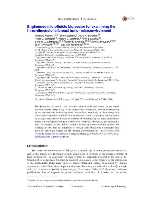 (PDF) Engineered microfluidic bioreactor for examining the three ...