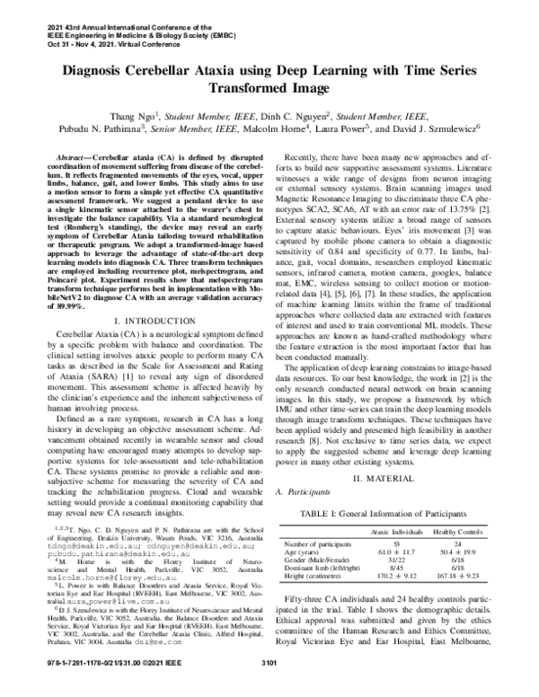 (PDF) Diagnosis Cerebellar Ataxia using Deep Learning with Time Series ...
