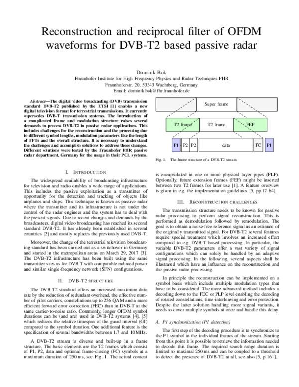 (PDF) Reconstruction and Reciprocal Filter of OFDM Waveforms for DVB-T2 ...