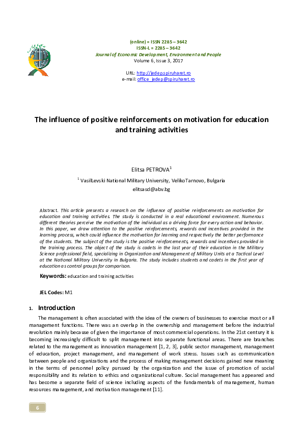 (PDF) The influence of positive reinforcements on motivation for ...