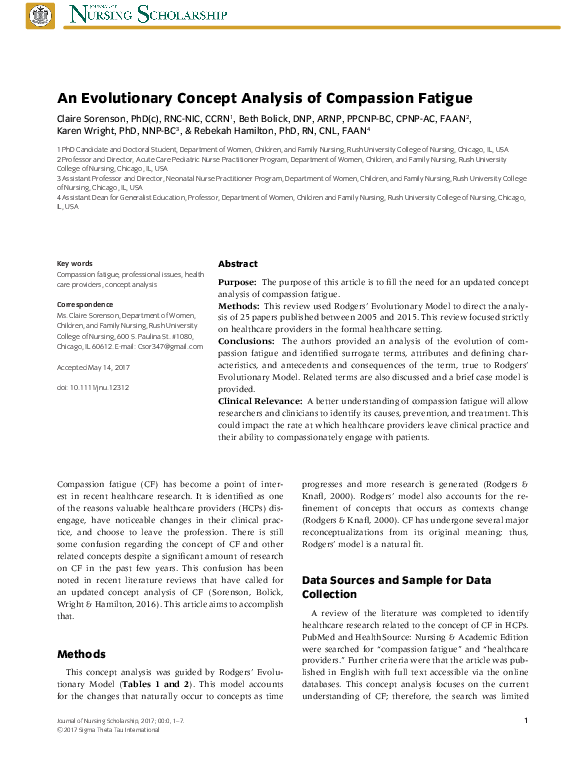 (PDF) An Evolutionary Concept Analysis of Compassion Fatigue