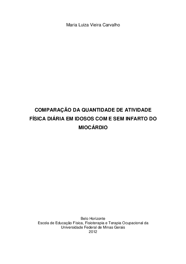 Comparação da quantidade de atividade física diária em idosos com e sem infarto do miocárdio