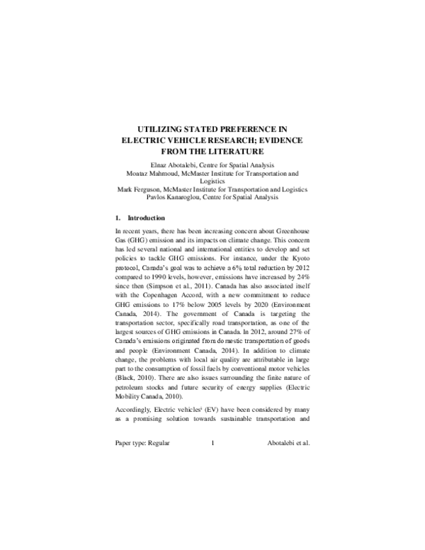 (PDF) Utilizing Stated Preference in Electric Vehicle Research ...