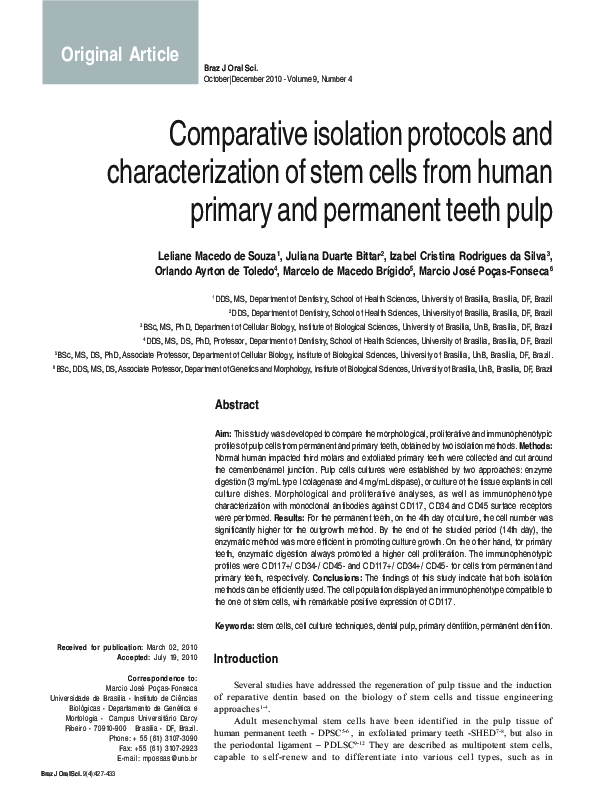 (PDF) Comparative isolation protocols and characterization of stem ...