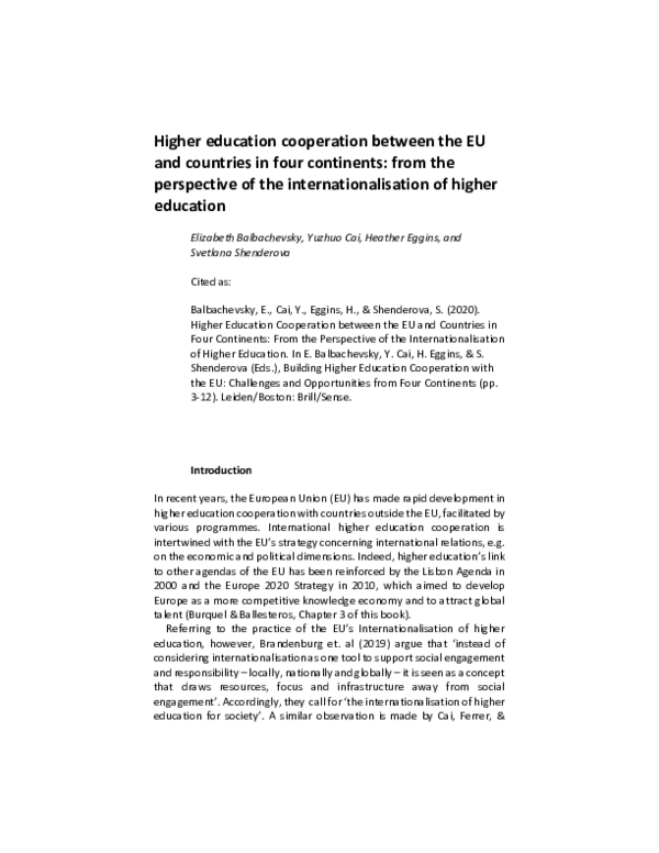 (PDF) Higher Education Cooperation between the EU and Countries in Four ...